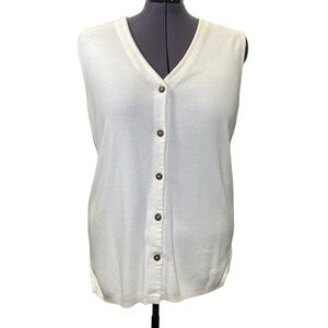 MODA INTERNATIONAL Women's size XL Sweater Vest Boho Cottagecore White